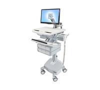 Ergotron SAU-EU Carro Multimedia StyleView con Brazo LCD, 6 Cajones y Cargador, para Pantallas hasta 61 cm (24 pulgadas), Color Aluminio/Gris/Blanco