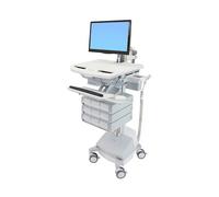 Ergotron StyleView Carro Multimedia con Brazo LCD, Aluminio, Gris/Blanco, para Pantallas hasta 24", SLA-Antrieb, 9 Cajones