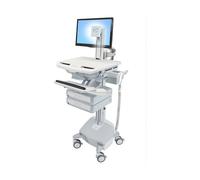 Ergotron StyleView Carro Multimedia para Panel Plano con 2 Cajones, Bandeja de Teclado, Ajustes de Altura y Giro, Aluminio, Gris, Hasta 61 cm (24") y 15.9 kg