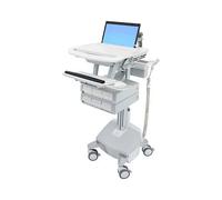Ergotron StyleView - Carro multimedia para portátil de aluminio, gris y blanco, con 6 cajones, bandeja para teclado y cargador incorporado, 230V 50Hz (EU)