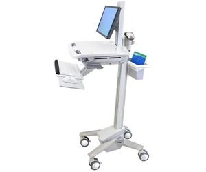 Ergotron styleview emr cart with lcd pivot multimedia cart white flat