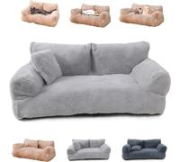ERGRFHNL Revuera Pet Sofa, Revuera Calming Pet Sofa, Revuera Pet Bed, Calming Dog Bed Fluffy Plush Pet Sofa, Dog Sofa Couch Bed for Large Small Dogs & Cats up to 110 lbs (3XL,Light Gray)