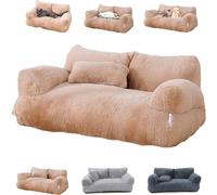 ERGRFHNL Revuera Pet Sofa, Revuera Calming Pet Sofa, Revuera Pet Bed, Calming Dog Bed Fluffy Plush Pet Sofa, Dog Sofa Couch Bed for Large Small Dogs & Cats up to 110 lbs (XL,Khaki)
