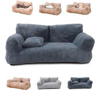 ERGRFHNL Revuera Pet Sofa, Revuera Calming Pet Sofa, Revuera Pet Bed, Calming Dog Bed Fluffy Plush Pet Sofa, Dog Sofa Couch Bed for Large Small Dogs & Cats up to 110 lbs (3XL,Dark Gray)