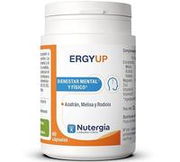 ErgyUp Nutergia 60 cápsulas, azafrán, rodiola, melisa, magnesio, zinc y vitaminas B, complemento para bienestar mental y físico, formato diario para 30 días.