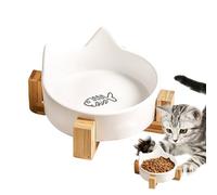 Erhöhter Keramik-Katzennapf - Schräger, rutschfester Katzenwassernapf, Orthopädische Futterstation | Auslaufsichere Hunde- und Katzennäpfe, bleifreie, flache Katzenteller, spülmaschinenfeste erhöhte F