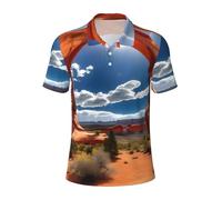 ERhoug Arches National Park - Polo para hombre, manga corta, secado rápido, cuello atlético, para golf y uso casual, Negro, 4XL