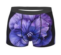 ERhoug Calzoncillos tipo bóxer con estampado de flores violetas, transpirables, suaves y elásticos para un uso cómodo durante todo el día, ajuste clásico, Negro, XXL