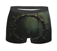 ERhoug Calzoncillos tipo bóxer para hombre con estampado de corona de espinas, transpirables, suaves y elásticos para un uso cómodo durante todo el día, ajuste clásico, Negro, XL