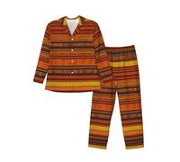 ERhoug Conjunto de pijama de manga larga con estampado de nativos americanos para hombre, ropa de dormir suave con bolsillos, conjuntos de descanso con botones para hombre, Negro, XL