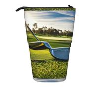 ERhoug Estuche para lápices con estampado de club de golf, soporte telescópico para bolígrafos, bolsa de papelería de pie, bonito organizador para oficina, maquillaje, cosméticos