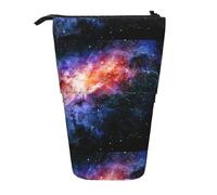 ERhoug Estuche para lápices con estampado de galaxia en el universo, soporte telescópico para bolígrafos, bolsa de papelería de pie, bonito organizador para oficina, maquillaje, cosméticos