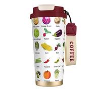 ERhoug Introducción de varias verduras impresión 316 taza de café aislada de acero inoxidable con tapa al vacío, mantiene caliente o frío, a prueba de fugas y vaso reutilizable para viajes