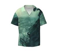 ERhoug The Sea Witch - Camisa de manga corta con botones para hombre, Negro, 4XL