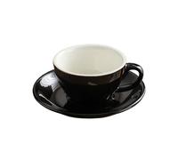 ERHTGUO 150ml Ceramic Mug Latte Art Cup With Saucer For Cappuccino Manual Brew Coffee Shop Barista(Black)