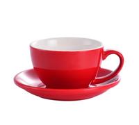 ERHTGUO 150ml Ceramic Mug Latte Art Cup With Saucer For Cappuccino Manual Brew Coffee Shop Barista(Red)