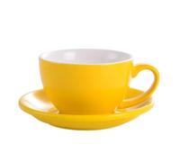 ERHTGUO 150ml Ceramic Mug Latte Art Cup With Saucer For Cappuccino Manual Brew Coffee Shop Barista(Yellow)