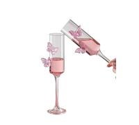 ERHTGUO 1pc Creative Butterfly Tall Cup Champagne Cocktail Glass Barware Ladies Pink Transparent Birthday Party Wine Glasses