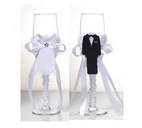 ERHTGUO 2 Pc Party Matching Glasses Wedding Supplies Champagne Stemware Wine Beautiful Dress(Color-02)