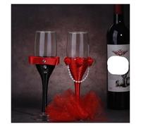 ERHTGUO 2 Pc Party Matching Glasses Wedding Supplies Champagne Stemware Wine Beautiful Dress(Color-18)