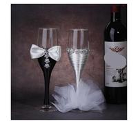 ERHTGUO 2 Pc Party Matching Glasses Wedding Supplies Champagne Stemware Wine Beautiful Dress(Color-23)