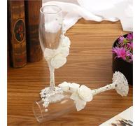 ERHTGUO 2 Pieces Crystal Champagne Flute Glasses Wedding Decoration Marriage Bride Groom Workmanship Easy To Use