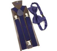 ERHTGUO 2pc Mens Suspenders Bow Ties Set Women Braces Bowtie Y-back Adjustable Clip-on Elastic Suspender Belts Straps(A)