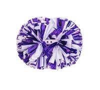 ERHTGUO 2pcs Cheerleading Metallic Pom Poms with Handle Vibrant Color Cheering Squad Hand Flower Pompoms Party Accessories(White Purple)