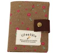 ERHTGUO 2pcs Floral Canvas Ladies Card Package Creative Cloth Credit Holder Business Women's Cardholders Bag(Coffee)