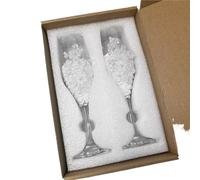 ERHTGUO A Pair Of Wedding Champagne Glasses, Creative Pearl Decoration With White Flower Wine, Season Supplies