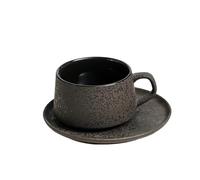 ERHTGUO Black Ceramic Coffee Cup And Saucer Set Oatmeal Breakfast Cups Milk Tea Water Mug Mugs Teacup(Color 2)