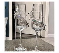 ERHTGUO Bridal Toast Cup Super Beautiful Goblet DIY Crystal Tassel Homemade Wedding(Black)