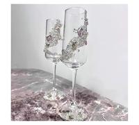 ERHTGUO Bridal Toast Cup Super Beautiful Goblet DIY Crystal Tassel Homemade Wedding(Red)