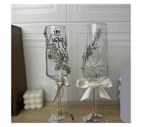ERHTGUO Bridal Toast Cup Super Beautiful Goblet DIY Crystal Tassel Homemade Wedding(Silver)