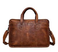 ERHTGUO Business Leather Briefcase Men's Casual Shoulder Bag Large-capacity Computer Baotou Layer Handbag Trip Package(Red)