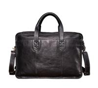 ERHTGUO Business Leather Briefcase Men's Casual Shoulder Bag Large-capacity Computer Baotou Layer Handbag Trip Package(Black)