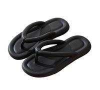 ERHTGUO Chanclas de suela suave EVA for mujer, zapatillas nube antideslizantes for playa y verano, gruesas con plataforma Clip dedos(Black,40-41)