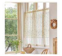 ERHTGUO Cortinas Cortas de Gasa con Volantes, Perforaciones en Varillas, diseño Floral, for Cocina, cafetería, Sala Estar, Ventana salediza, gabinete(Ivory Chiffon Ruffle,W140xH100cm)