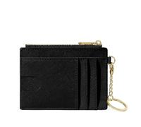 ERHTGUO Creative Monogramm Multi Card Slots Women's Simple Mini Bag Storage Portable Cute Keychain Coin Holder Wallet(Black)