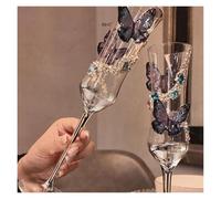 ERHTGUO Creative Niche Sense Homemade Wedding Toast Cup DIY Material Bag Champagne Glass(Butterflies fly)