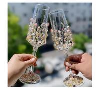 ERHTGUO Creative Niche Sense Homemade Wedding Toast Glass Champagne Engagement Decoration(Color 1)