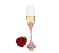 ERHTGUO Crystal Rimmed Champagne Glass Drink Goblet Cup Wedding Toasting Flute Wine Glasses Set Rhinestone Drinkware Gift(B 1pc)