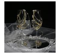 ERHTGUO Golden Toast Cup Creative Broken Diamond Pearl Wedding Wine Glass(Brown)