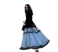 ERHTGUO High Waist Lace Skirt Fluffy Hemline Cake SLE Fairy Long Polka Dot Net Gown Sweet Country