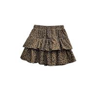ERHTGUO Layered Skirt Women's Faion Spring Autumn Loose Elastic Leopard Print Cake(Brown with safety pants,2xl recommended 67.5-75kg)