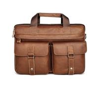 ERHTGUO Leather Men's Briefcases 15.6" Laptop Bag Business Messenger Work Male Shoulder Handbag Tote Portfolio(Brown)