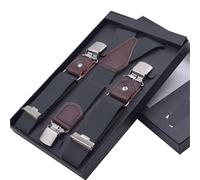 ERHTGUO Man's Suspenders 3 Clips Leather Braces Casual Suspensorios Trousers Strap .5 * 120cm Gift For Dad(Dark Grey)