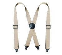 ERHTGUO Men Fashion Heavy Duty Big Tall Suspenders For Work 3.8cm Wide X-back 4 Strong Plastic Clips Adjustable Elastic Trouser Braces(Beige)