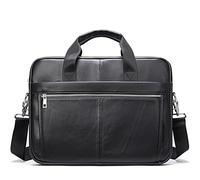 ERHTGUO Men's Handbag Briefcases Messenger Bag Leather 14'' Laptop Folders Man Office Business Bags For Document(Black B)