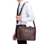 ERHTGUO Men's Leather Briefcase With Large Capacity Multifunctional Handbag Business Bag For Computer Satchel(Black)